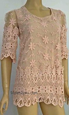 AP Expressions Blouse In Peach Pink Summer Blouse With Lace Sleeves, Feminine Spring Lace Top, Spring Pink Tops With Lace Sleeves, Pink Lace Sleeve Top For Spring, Pink Lace Top With Lace Sleeves For Spring, Spring Pink Lace Top With Patchwork, Spring Feminine Lace Collar Top, Beige Crochet Lace For Spring, Pink Lace Top With Patchwork For Spring