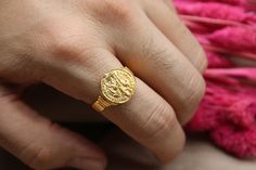 🏛️ Journey through History: Ancient Roman Coin 14K Unisex Ring 🏛️ Embrace the allure of the ancient world with this exquisite unisex ring. Crafted with an authentic ancient Roman coin and set in elegant 14K gold, this ring invites you to explore the rich stories of civilizations long past. ⚱️ Timeless Treasure: The genuine Roman coin at the heart of this ring carries the weight of centuries, connecting you to a time of emperors, myths, and the echoes of a bygone era. ✨ Unisex Elegance: Designed to be worn by all, this ring's elegance transcends gender. Its combination of ancient heritage and 14K gold craftsmanship speaks of a legacy that spans generations. 🎁 Thoughtful Gift: Give the gift of history and elegance to a loved one or yourself. This ring is more than just an accessory; it's Virgin Mary Ring, Men Signet Ring, Initial Necklace Silver, Grandmas Mothers Day Gifts, Ancient Roman Coins, Ancient Coin, Mother Jewelry, Mothers Day Gifts From Daughter, Roman Coins