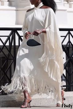 2 Long Fitted Dresses, Fitted Maxi Dress, Loose Maxi Dress, Fringed Poncho, White Tassel, Maxi Shirt Dress, Straight Dress, Strappy Dresses, Cape Dress