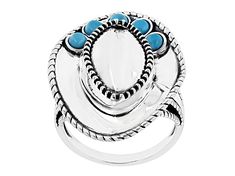 Southwest Style By JTV™ 3x3mm Round Cabochon Sleeping Beauty Turquoise Rhodium Over Silver Cowboy Hat Ring. Measures approximately .87"L x 1.11"W. Not sizeable. Finished under gallery. Adjustable Western Style Summer Jewelry, Turquoise Western Style Summer Jewelry, Western Style Jewelry For Summer Gift, Western Style Summer Jewelry As A Gift, Western Style Summer Jewelry For Gift, Adjustable Blue Turquoise Western Ring, Adjustable Western Style Blue Turquoise Ring, Adjustable Blue Turquoise Ring In Western Style, Adjustable Oval Western Style Turquoise Ring