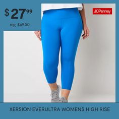 Offering support for everything from yoga to the most grueling workouts, these women's plus Xersion EverUltra� 7/8 leggings are cut in an ankle-length to highlight your new sneakers. Cut from the brand's Quick-Dri, 4-way stretch fabric in a bright blue hue with UV protection and anti-odor properties, they effortlessly mold to your natural silhouette while keeping you cool and comfortable. And the wide, high-rise waistband is designed to support you through your workout.Features: Moisture Wickin… Blue Leggings For Light Exercise, Ankle Leggings, 4 Way Stretch Fabric, New Sneakers, Keep Your Cool, Blue Hues, Bright Blue, Ankle Length, Quick Dry