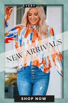 Multicolor Printed Ruffle Trim Long Sleeve Top Multicolor Tops For Fall Day Out, Multicolor Ruffled Tops For Fall, Multicolor Tops For Fall Brunch, Multicolor Fall Tops For Brunch, Tops Long Sleeve, Top Women, Women Tops, Ruffle Trim, Long Tops