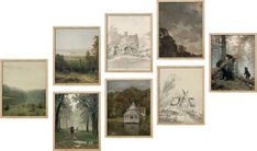 SIGNLEADER Vintage Forest Lake Landscape Sketches Art Morning In A Pine Forest Framed On Paper 8 Pieces Print | Wayfair Collage Mural, Gallery Wall Art Set, Gallery Wall Prints, Vintage Landscape, Art Antique, Vintage Oil Painting, Gallery Wall Set, Vintage Art Prints, Wall Art Set