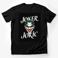 Joker Jokic Graphic T-Shirt, Unique Villain Inspired Artwork, Unisex Casual Tee, Black Cotton Shirt Male T-Shirt Custom graphic T-Shirt.Customize your color Pop Culture Black T-shirt For Fan Merchandise, Black Pop Culture T-shirt For Fan Merchandise, Funny Black Screen Print Top, Funny Black Screen Printed Top, Funny Black Crew Neck Top, Black Short Sleeve T-shirt With Character Print, Black Short Sleeve T-shirt Pop Culture, Black T-shirt With Front Print For Fans, Black Crew Neck T-shirt With Graphic Design