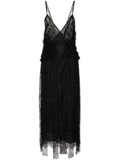 black lace overlay V-neck sleeveless ruffled detailing draped detailing rear criss-cross straps scallop hem internal slip dress concealed rear zip fastening Evening V-neck Lace Dress With Ruffles, Elegant Maxi Slip Dress With Lace Trim, Chic Lace Slip Dress With Lace Back, Maxi Length Lace Slip Dress With Lace Trim, Elegant Ruffled Lace Dress For Gala, Chic Maxi-length Slip Dress With Lace Trim, Formal Lace Slip Dress With Lace Back, Elegant V-neck Maxi Dress With Lace Back, Formal Lace Back Slip Dress