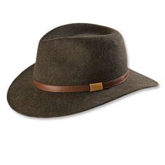 Expertly shaped and blocked in Fall River, Massachusetts, at one of the last hat manufacturers left in America, this fine wool-felt hat offers timeless looks and fit. Moisture-wicking sweatband. Size reducer included to create a custom fit. Oil-tanned leather hatband. 2¾" brim tapers to 2½" on the sides. 4" crown. Pure wool felt. Brush clean. Fall River, Massachusetts. Sizes: M(7-7⅛), L(7¼-7⅜), XL(7½-7⅝), XXL(7¾-7⅞). Fall River Massachusetts, Gentleman Hat, Rainy Fall, Adventure Hat, Timeless Looks, Fishing Hats, Fall River, Fall Days, Fishing Hat