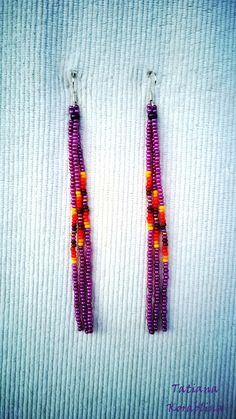 Adjustable Purple Beaded Earrings With Colorful Beads, Purple Adjustable Earrings With Tiny Beads, Adjustable Purple Earrings With Tiny Beads, Seed Bead Fringe Earrings, Bead Fringe Earrings, Bead Fringe, Cowgirl Rodeo, Tassel Earring, Beaded Tassel Earrings