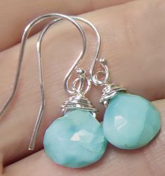 Genuine Larimar Teardrop Earrings - 14k Gold Fill, Rose Gold Fill or 925 Sterling SilverBeautiful and natural stones from the Caribbean. ....................... Larimar tear drops are attached to lightweight and high quality ear wires. Teardrop stones vary in size. Choose your size at checkout. Total earrings measure approximately 1 inch long (24 - 26 mm). Each larimar piece is natural and unique. When making your earrings we choose two pieces that are a very close match NATURAL GEMSTONES:These Beach Wedding Jewelry, Larimar Earrings, Tear Drops, Larimar Jewelry, Blue Gemstones, The Caribbean, Teardrop Earrings, Sterling Earrings, Ear Wires