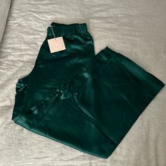 Size Medium High Waisted Wide Leg Pants Color Emerald Green Fits True To Size. If Height Is Below 5’4, May Need To Get The Length Hemmed. Satin Pajama Pants, 4 May, High Waisted Wide Leg Pants, Satin Pajama, Green Fits, Satin Pajamas, Pants Color, Emerald Green, Leg Pants