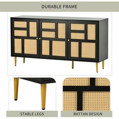 the sideboard is designed with rattan design