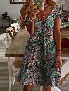 Product Title :Casual Loose V Neck Floral Dress Product Measurements cm Size US Waist Bust Hip S 6-8 70-74 88-92 96-100 M 10 75-78 93-96 101-104 L 12 79-84 97-102 105-110 XL 14 85-90 103-108 111-116 XXL 16 91-96 109-114 117-122 Product... Casual Printed V-neck Mini Dress, Casual Patterned Dresses For Spring, Casual Non-stretch Mini Dress With Floral Print, Casual Patterned Spring Dress, Casual Non-stretch V-neck Mini Dress, Non-stretch Knee-length Casual Mini Dress, Non-stretch Printed Short Sleeve Dress, Casual V-neck Printed Dress, Green Casual V-neck Dress