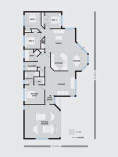 the floor plan for an apartment with three bedroom and two bathrooms, one living room