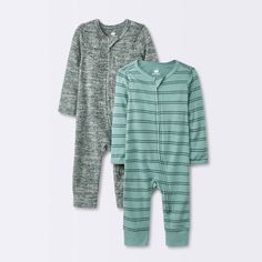 Baby Boys' 2pk Cozy Romper - Cloud Island™ Green Newborn Casual Green Onesie For Playwear, Green Casual Sleep Onesie, Long Sleeve Green Onesie For Playwear, Green Long Sleeve Onesie For Playwear, Green Long Sleeve Playwear Onesie, Green Long Sleeve Winter Onesie, Weather Day, Shipt Shopper, Sleeved Romper