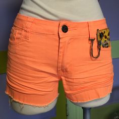 Hybrid & Company Denim Short Size 9 Orange Denim Bottoms For Spring, Casual Orange Summer Jeans, Orange Jeans For Spring, Spring Orange Jeans With Pockets, Nylon Bottoms With Built-in Shorts And Medium Support, Spring Orange Denim Bottoms, Fitted Orange Shorts With Built-in Liner, Orange Activewear With Built-in Shorts For Training, Orange Activewear With Built-in Shorts