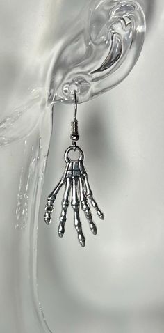 Handmade Silver Skeleton Hand Drop Earrings. They are the perfect Halloween accessory. Chandler Az, Skeleton Hand, Skeleton Hands, Halloween Accessories, Oct 1, Silver Drop Earrings, Handmade Silver, Skeleton, Jewelry Earrings Dangle