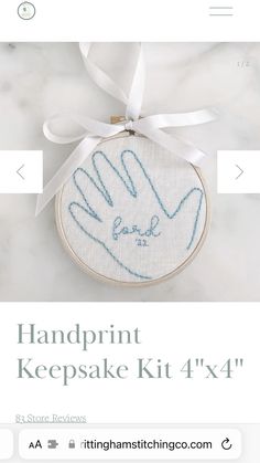 Handprint Embroidery, Baby Keepsakes, Needle Embroidery, Hoop Embroidery, Sewing Embroidery, Craft Corner, Embroidery Craft, Baby Crafts