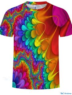 OrcaJump - Rainbow Printed Graphic T-Shirt for Men - Abstract Round Neck Printed Tshirts, 3d Rainbow, Graphic Abstract, How To Tie Dye, Dye Ideas, Mens Henley, Rainbow Print, 3d T Shirts, Printed Sleeves