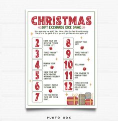 a christmas gift exchange game with numbers and gifts