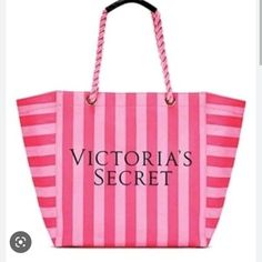 Victoria's Secret Canvas Bag Tote Nwt Garden Tote Bag, Gold Tote Bag, Victoria Secret Tote Bags, Victoria Secret Pink Bags, Pink Canvas, Weekender Tote Bag, White Tote, Woman Bags Handbags, Victoria Secrets