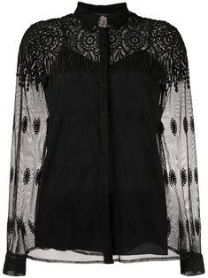 Luxury Long Sleeve Tops With Lace Trim, Formal Lace Blouse With Sheer Sleeves, Black Lace Blouse With Sheer Sleeves, Elegant Black Sheer Lace Top, Black Lace Cuffs Blouse For Evening, Black Evening Blouse With Lace Cuffs, Evening Long Sleeve Blouse With Lace Work, Tops Transparentes, Semi Sheer Top