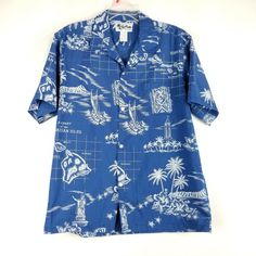 Vintage Howie Shirt Size M Blue White Islands Hawaiian Floral Button Down 80s The shirt is gently used without rips or stains Please see photos for more details BS16 Blue Retro Hawaiian Shirt With Graphic Print, Vintage Blue Graphic Print Camp Shirt, Vintage Blue Camp Shirt With Graphic Print, Retro Blue Camp Shirt With Graphic Print, Classic Blue Shirt With Graphic Print, Retro Blue Cotton Hawaiian Shirt, Retro Blue Camp Shirt With Vintage Print, Retro Blue Printed Camp Shirt, Vintage Blue Collared Camp Shirt