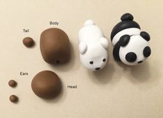 there are three different types of chocolates on the table, including one panda bear and two bears