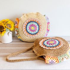 In stock fast shipping from Los Angeles! The Elena Handbags Boho Round Beach Straw Tote is the perfect accessory to elevate your summer style. Handcrafted with eco-friendly woven straw, this stunning boho shoulder bag is sure to make a statement whether you're beach-going, yoga-practicing or running everyday errands. Carry your essentials in style with this chic and sustainable tote. Zipper closureFully linedInside pocketStrap drop: 11 inchesSize: 17.5 in diameter Designer Style ID: 8627 Boho Round Beach Woven Bag, Handmade Straw Woven Shoulder Bag, Summer Beach Bag Bohemian Beige Beach Bag With Braided Handles, Bohemian Beach Bag In Natural Fiber For Vacation, Beige Bohemian Shoulder Bag For Spring, Bohemian Natural Fiber Beach Bag For Vacation, Bohemian Straw Bag With Adjustable Strap For Everyday Use, Bohemian Bags With Adjustable Strap For Beach Season, Bohemian Straw Shoulder Bag With Braided Handles, Bohemian Bags With Adjustable Strap For Vacation, Bohemian Vacation Bags With Adjustable Strap