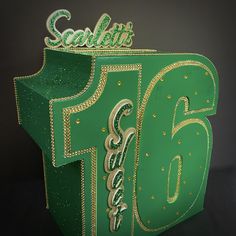 Scarlett's emerald green gift card box for her Sweet Sixteen party. Sweet 16 Centerpieces, Card Party, Envelope Box, Gift Card Boxes, Green Gift, Party Centerpieces, Green Gifts, Boy Party, Party Card