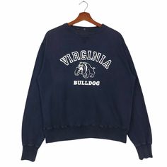 Vintage Virginia Bulldog Sweatshirt Pullover by ClockworkThriftStore on Etsy College Cotton Sweatshirt With Screen Print, Collegiate Cotton Sweatshirt With Screen Print, Varsity Cotton Sweatshirt With Screen Print, Vintage Cotton Sweater For College, Collegiate Cotton Crew Neck Sweater, Cotton College Style Crew Sweatshirt, Cotton Crew Neck College Style Sweatshirt, Vintage Cotton Sweater, Collegiate Cotton Sweater With Letter Print