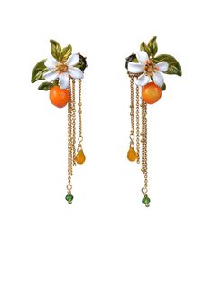 Gardens In Provence Orange Blossom Chain Earrings Les Nereides, Idee Cosplay, Funky Jewelry, Gull, Jewelry Inspo, Dream Jewelry, Orange Blossom, Chain Earrings, Pretty Jewellery