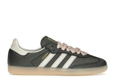 adidas Samba OG Black Pink Ribbon Laces (Women's) Adidas Samba Og Black, Adidas Samba Outfit Women, Jordan 1 Green, Adidas Og, Adidas Samba Outfit, The North Face 1996, Samba Outfit, Ribbon Laces, Converse New