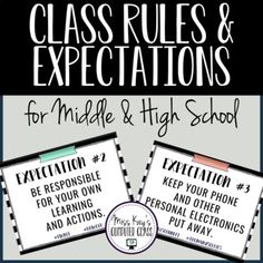 an image of class rules and expectations for middle and high school