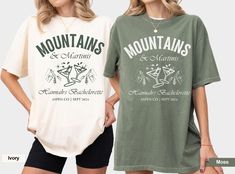 Copy/paste the link in your browser to Join our VIP club for exclusive offers: https://shop.activealluredesigns.com/ Raise a glass to the bride-to-be and adventure in style with our custom "Mountains & Martinis" Camp Bach shirt! Perfect for a bachelorette party in the great outdoors, this shirt combines the love for nature with a touch of glam. Personalize it with the bride's name, your camp location, and the date to create a keepsake that will make your special weekend even more memorable. HOW Hiking Bachelorette, Mountain Bachelorette, Camp Bach, Bachelorette T Shirt, Bachelorette Tshirts, Custom Bachelorette, Bachelorette Shirt, Vip Club, Text Shirt