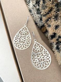 Large Silver Flower Earrings, Silver Filigree Floral Earrings, Statement Earrings, Jewelry Gifts for Her