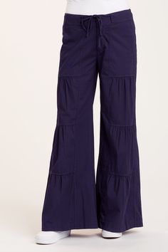 Core by Wearables Terraced Wide Leg Pant Chic Cotton Bottoms With Gathered Waist, Relaxed Fit Bottoms With Gathered Waist, Relaxed Fit Wide Leg Pants With Gathered Waist, Relaxed Fit Wide Leg Bottoms With Gathered Waist, Gathered Waist Wide Leg Bottoms, Wide-leg Cargo Pants With Elastic Waistband, Stretch Wide Leg Pants With Drawstring, Versatile Wide-leg Parachute Pants, Flattering Pants