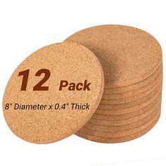 twelve cork coasters with the number 12 on each one side and two for each other