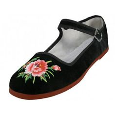 This Women's Velvet Mary Jane Shoes is Comfort, Quality and Light Weight. Velvet Cloth Upper, Rubber Sole, Adjustable Strap. Go with any fabric in any season, dressy or casual. Size: M.  Color: Black.  Gender: female.  Age Group: adult. Mary Jane Shoes Flat, Mary Jane Ballet Flats, China Doll, Embroidered Shoes, China Dolls, Jairzinho, Mary Jane Flats, Jane Shoes, Flats Shoes