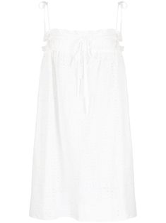 white cotton broderie anglaise ruffled detailing square neck tie-fastening straps straight hem Ganni Top, Model Clothes, Ganni Dress, Sara Sampaio, Elsa Hosk, Versace Outfit, Model Outfits, Fantasy Gowns, Yoko London