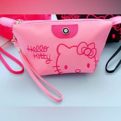 Hello Kitty Sanrio Pink Makeup Bag Dimensions: 28 X 14 X 11 Cm Casual Pink Cosmetic Bag For Daily Use, Pink Large Capacity Pouch For Daily Use, Large Capacity Pink Pouch For Daily Use, Cute Travel Pouch, Trendy Hello Kitty Pouch Bag, Trendy Pink Portable Pouch, Trendy Portable Pink Pouch, Cute Hello Kitty Print Shoulder Bag, Trendy Hello Kitty Bag For Everyday