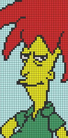 the simpsons character is depicted in this pixell art work, which includes an image of himself