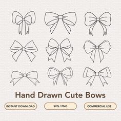 hand drawn bow clipart set