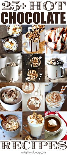 the cover of 25 hot chocolate recipes