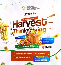 an advertisement for the annual harvest and thanksgiving festival