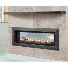 Majestic 36 Inch Echelon II Linear Contemporary Direct Vent Natural Gas Fireplace with IntelliFire Touch Ignition System See-Through Natural Gas Fireplace, Contemporary Fireplace, Ignition System, Gas Fireplace, Propane, Glass Panels, Black Glass, Ambient Lighting, Natural Stones