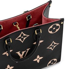 LOUIS VUITTON® - Onthego Mm - Black/beige Louie Vuttion, Onthego Mm, Louis Vuitton Onthego, Sac Louis Vuitton, Luxury Bags Collection, Work Essentials, Monogram Pattern, Black And Beige, Louis Vuitton Official