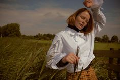 Inspired by the motorcycle jacket, this shirt is cropped and with a waistband that mimics the classic closure. The ties at the wrist and the neck keep out the cold. Wear buttoned up as a shirt or open as outerwear. Photography from our Amsterdam lookbook shot by Lily Cummings and modeled by Marte Boneschansker. Cropped Shirt For Fall Daywear, Long Sleeve Cropped Shirt For Fall Workwear, Trendy Collared Cropped Shirt For Fall, Cropped Workwear Shirt For Fall, Cropped Shirt For Workwear In Fall, Trendy Cropped Shirt For Workwear In Fall, Outerwear Photography, Cold Wear, Photo Mode