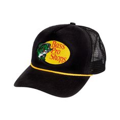 Our Bass Pro Shops Multicolored Throwback Mesh-Back Woodcut Cap brings old-school design for standout style. This Bass Pro cap sports a heavily embroidered leaping-bass logo front and center on the 5-panel crown, with a braided cord along the base for extra classic design. Mesh back panels promote cooling breathability, and multi-row bill stitching ensures lasting ruggedness. The snapback closure allows a personalized fit. Imported.   Old-school design  Heavily embroidered leaping-bass logo  Bra Bass Logo, Good Brands, School Design, Old School, Classic Design, Trucker Hat, Bass, Baseball Hats, Stitching