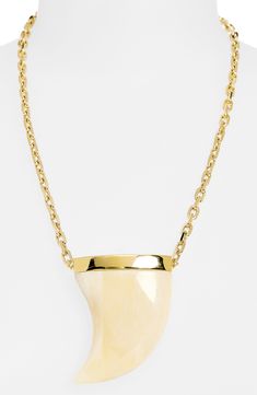 Sharpen your stack with this bold horn pendant necklace. Spring-ring closure Goldtone plate/buffalo horn/buffalo bone Imported Horn Pendant Necklace, Wedding Engagement Gifts, Horn Pendant, Walker Shoes, Mens Eyewear, Designer Clothes For Men, Watch Necklace, Toddler Girl Outfits, Autumn Fashion Women