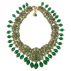 Chanel - (Made in France) Impressive golden metal dickey necklace with green glass paste. Jewelry from the 1980s. Additional information: Condition: Very good condition Dimensions: Length: from 43 cm to 46 cm Period: 20th Century Seller Reference: CB1 Paste Jewelry, Bracelets Design, Bracelet Design, The 1980s, Bracelet Designs, Green Glass, Made In France, Metallica, Fashion Jewelry