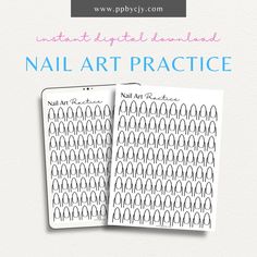 Elevate your nail art skills to new heights with our Nail Art Practice Template, meticulously designed to help you master intricate designs and techniques with ease. Whether you're a seasoned nail artist or just starting out on your creative journey, this template is your essential tool for honing your craft, perfecting your skills, and unleashing your imagination onto your nails. Beautifully crafted templates featuring various nail shapes and sizes, from classic almond to trendy rounded. Each t Nail Shapes And Sizes, Nail Art Practice, Unique Planner, Professional Manicure, Art Skills, Schedule Planner, Fun Printables, New Nail Art, Manicures Designs